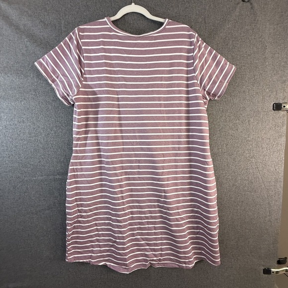 32 Degrees COOL Women's Short Sleeve V-Neck Dress. Ballerina Pink Stripe. XXL - Picture 2 of 3
